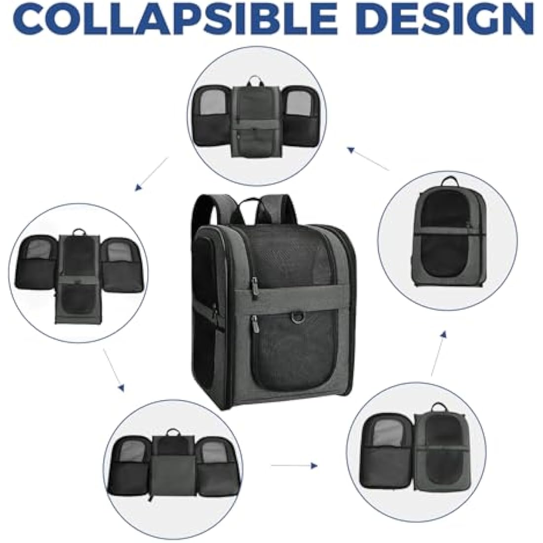 Apollo Walker Pet Carrier Backpack for Large/Small Cats and Dogs, Puppies, Safety Features and Cushion Back Support | for Travel, Hiking, Outdoor Use (Gray)