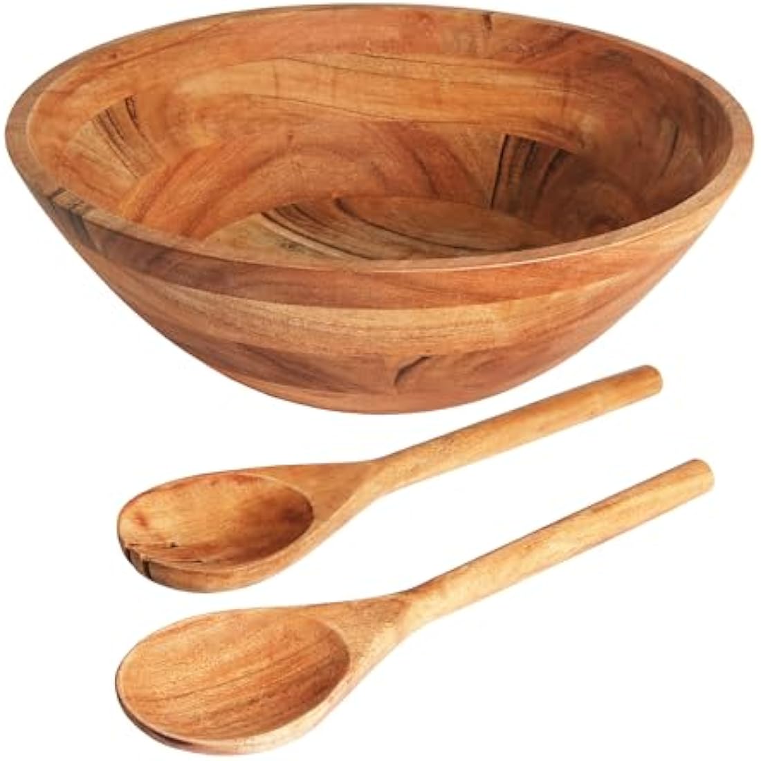 Luxe Designs Wooden Salad Bowl Set – Large Salad Bowl for Food, Fruits, or Salads – Durable Handmade Bowl with Spoon, Fork – Natural Wooden Bowls Decorative – Ideal Serving Bowl for Dining