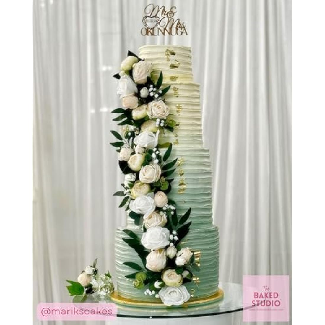 The Baked Studio – 'Dried Touch 7-Piece Rose Stem Bouquet' Artificial Dried Flowers For Cake Decorating, Home Décor, Vases, Weddings, Bridesmaid Bouquets and Crafts (Ivory)