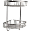 Konhard CS002 Wall Bathroom and Shower Basket, Brushed Stainless Steel 2 Tier