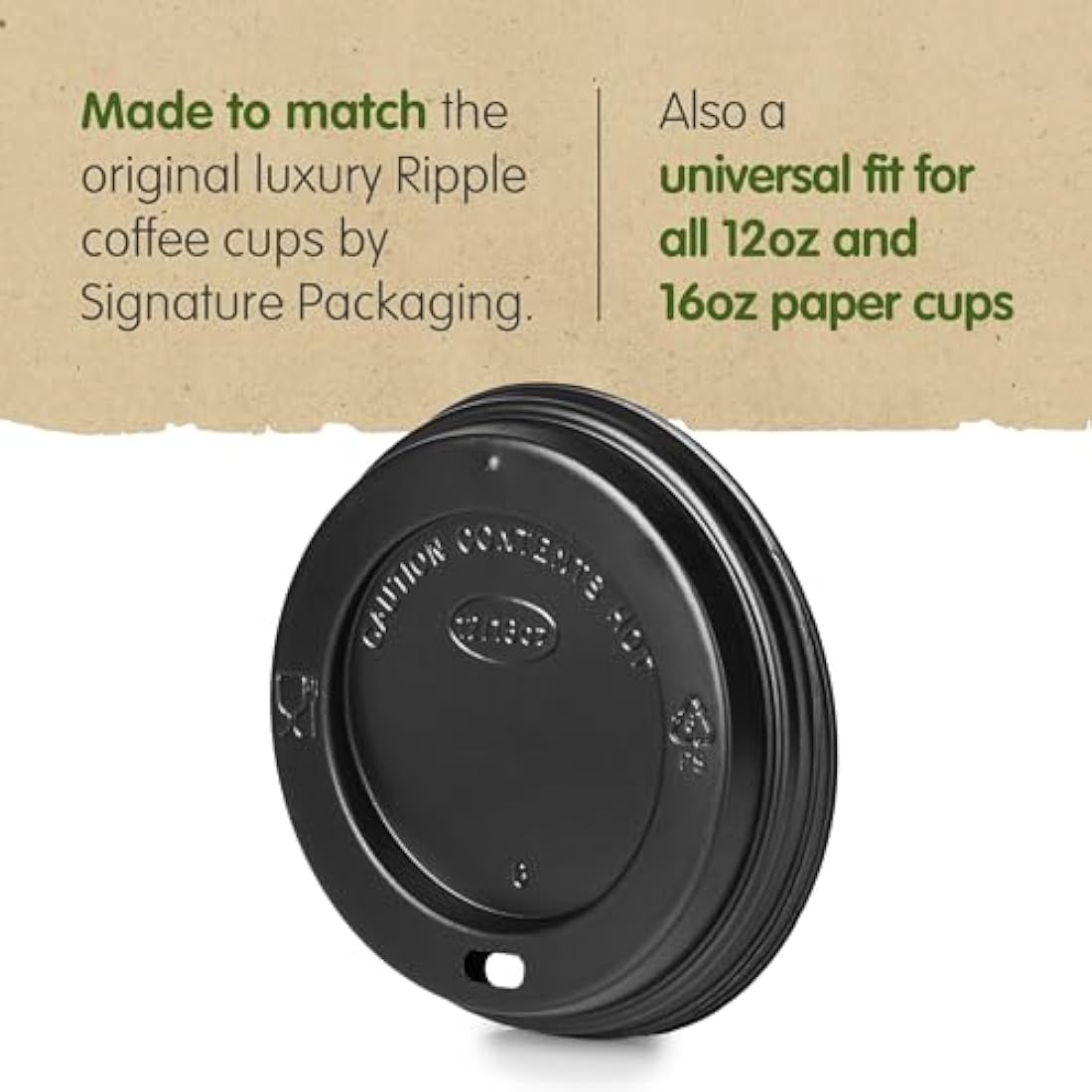 Signature Packaging - Ripple Coffee Cup Lids - 12oz, 16oz (345ml, 473ml) - 500 Pack