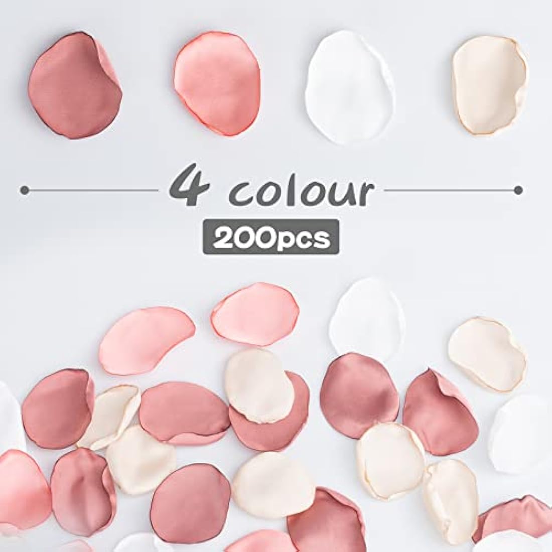 SUSNUAN 200Pcs Silk Rose Petals Artificial Flower Petals for Wedding Decor, Flower Girl Scatter Petals for Aisle Table Centerpieces Reception Proposal Party Romantic Night Decoration