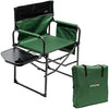 SUNNYFEEL Camping Director Chair, Portable Folding Chair with Side Table and Storage Pouches, Compact Heavy Duty for Adults Outdoor（Green）