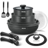 BEZIA Induction Hob Pans Set 13 Pieces, Non Stick Pots and Pans Set with Detachable Handles, Nonstick Kitchen Cookware Sets with Removable Handle, Stackable RV Frying Pans for Campers, Oven Safe