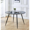 Hallowood Furniture Cullompton Large Black Dining Table with Black Metal Legs, Wooden Effect Top 4-6 Seater Round Table for Dining Rooms, Kitchens, or Cafés
