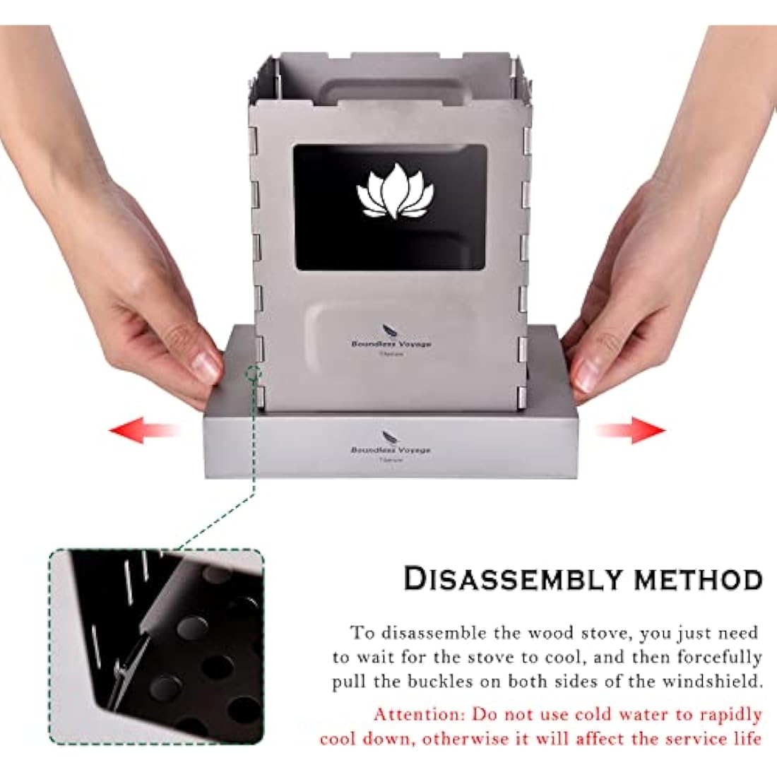 Boundless Voyage Camping Stove Portable Folding Titanium Stove Wood Burning Stove Lightweight Compact Durable for Outdoor Backpacking Hiking Traveling Picnic BBQ Ti2010C