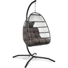 Vita5 Hanging Egg Chair Indoor&Outdoor - Swing Chair with Frame Polyrattan with Cushion - Hanging Chair Outdoor and Indoor - Foldable Hammock Chair - Maximum Load 150kg - Dark grey