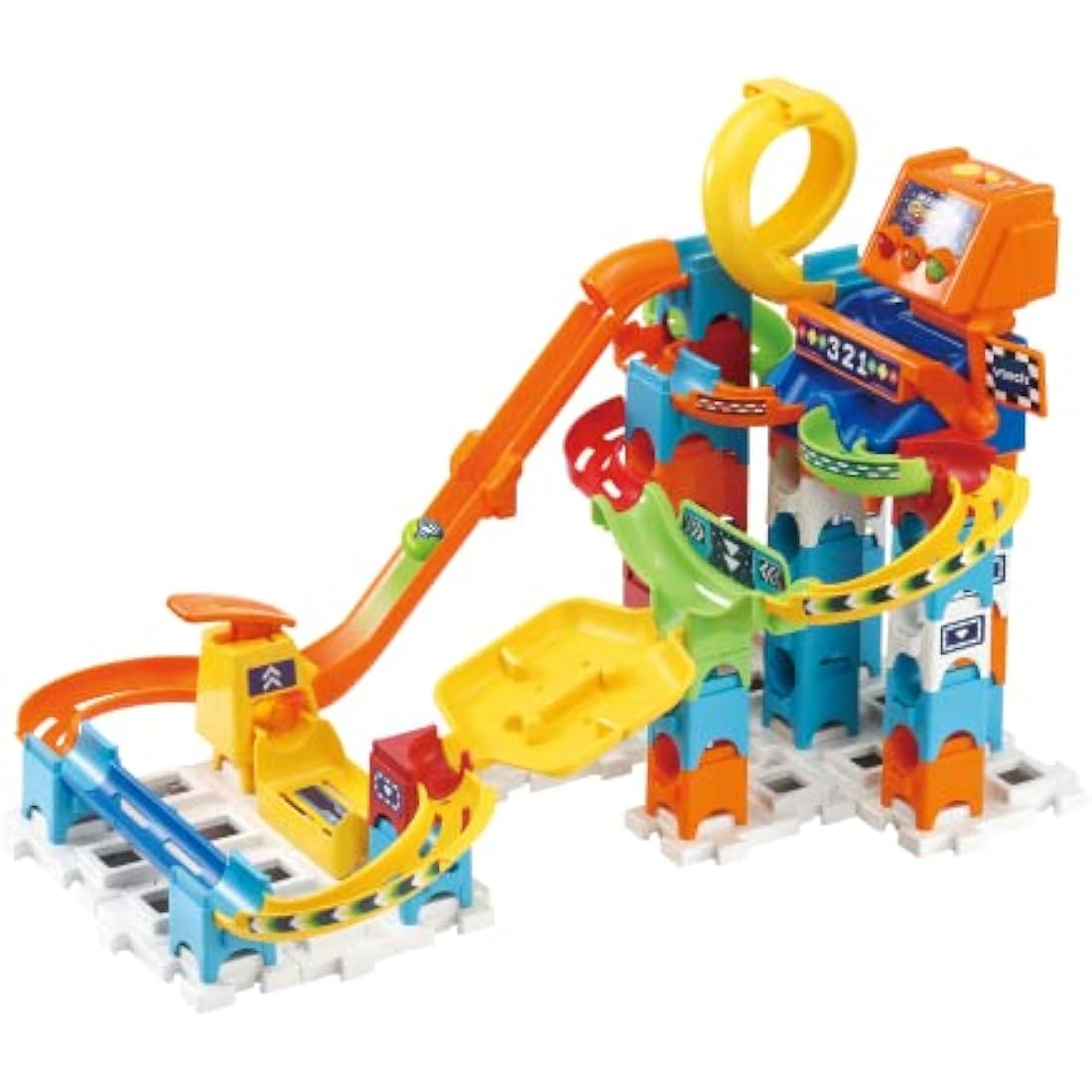 VTech Marble Rush Speedway, Construction Toys for Kids with 5 Marbles and 70 Building Pieces, Electronic Marble Run, Colour-Coded Building Toy, 4 Years +, English Version