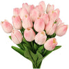 N&T NIETING Artificial Tulips Flowers, 12Pcs Fake Tulip Real Touch Latex Faux Tulips Flowers Bouquet for Wedding Floral Arrangements Mother's Day Home Easte Decorations(Light Pink)