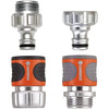 Gardena 39042-M 4 Piece Premium Metal Quick Connector Starter Set, Silver,Orange, Grey, Black