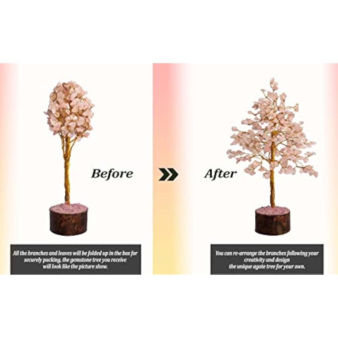 Wonder Care Crystal Tree for Home Decorations Crystals and Healing Stones Witchy Room Crystal Decor Tree Crystal Gifts Gem Tree Christmas Tree Stands for Real Tree (300 Beads Rose Quartz Tree)