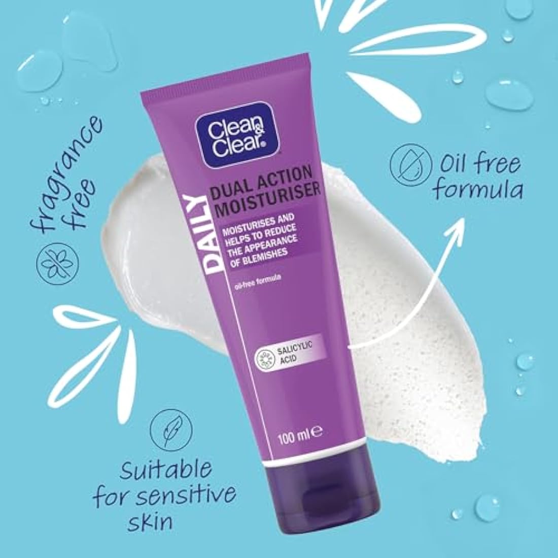 Clean & Clear Dual Action Moisturiser, 100ml