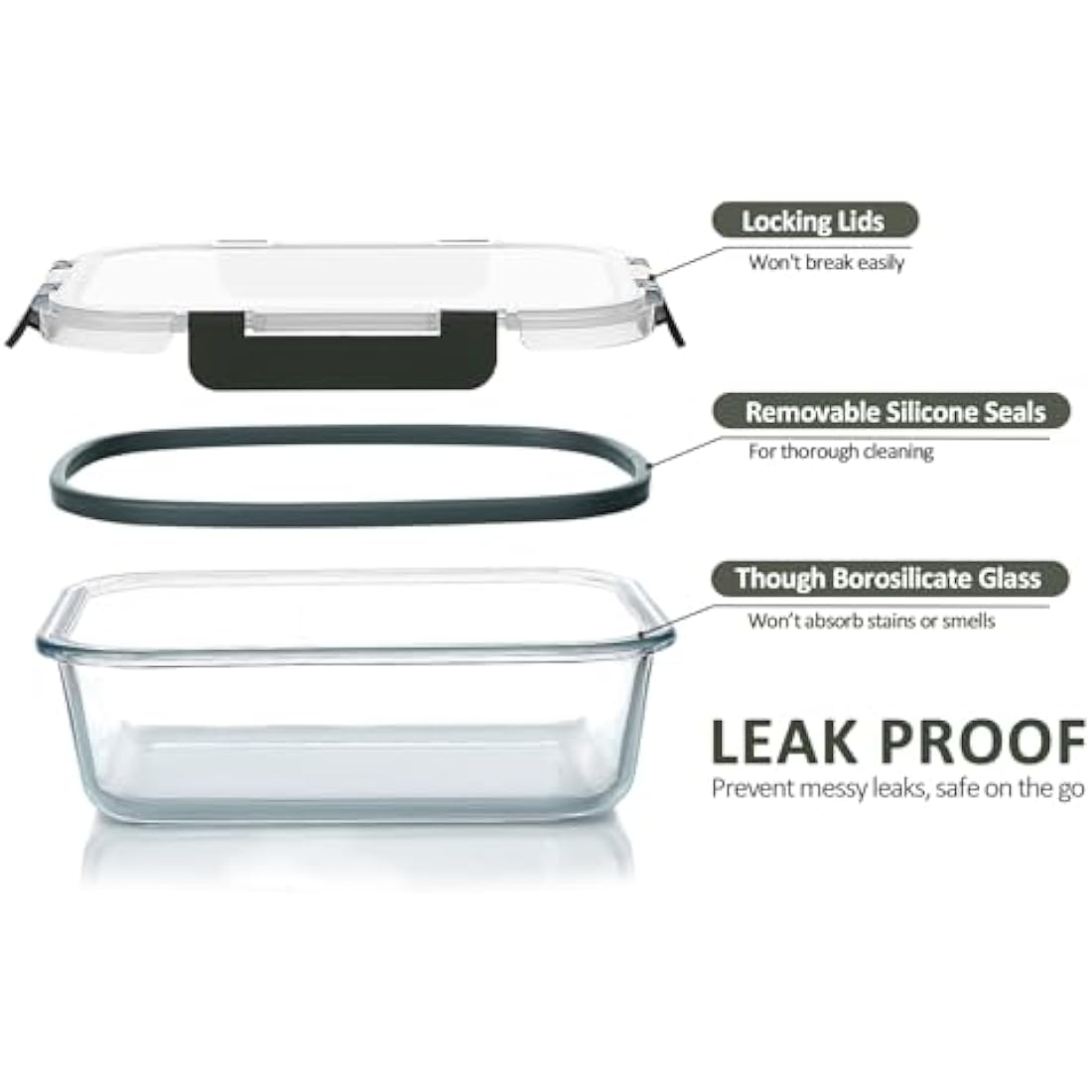 MCIRCO Glass Meal Prep Containers with Lids 1040ml Airtight Glass Food Storage Containers, Set of 5