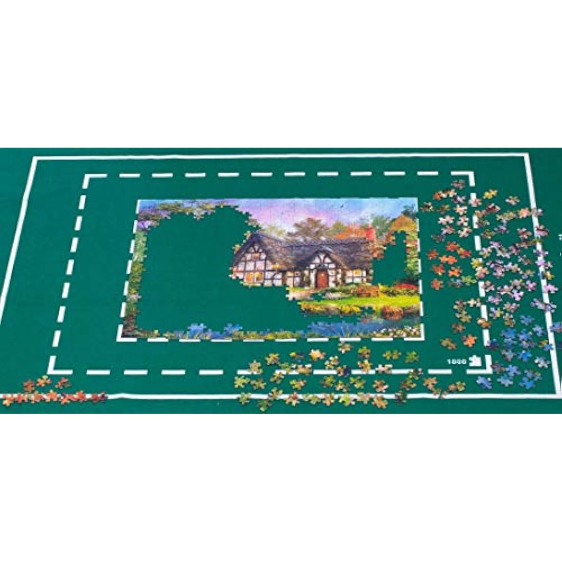 LifeStyleMall Jigsaw Mat - 1500 Pieces - Green Felt - Classic Style - Portable Puzzle Mat - 1 Set - 1 Item - 1500 Pieces - 1 Count - 12 - Adult