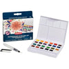 Derwent Watercolour Paint Pan 24 Set, Set of 24, Half Pan Size, Water-Soluble, Ideal for Painting, Professional Quality, Travel Size, 2306324