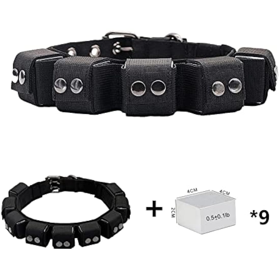 Walktime Tactical Weighted Dog Collar - Weights for Training & Exercise - Small, Medium, Large Dogs