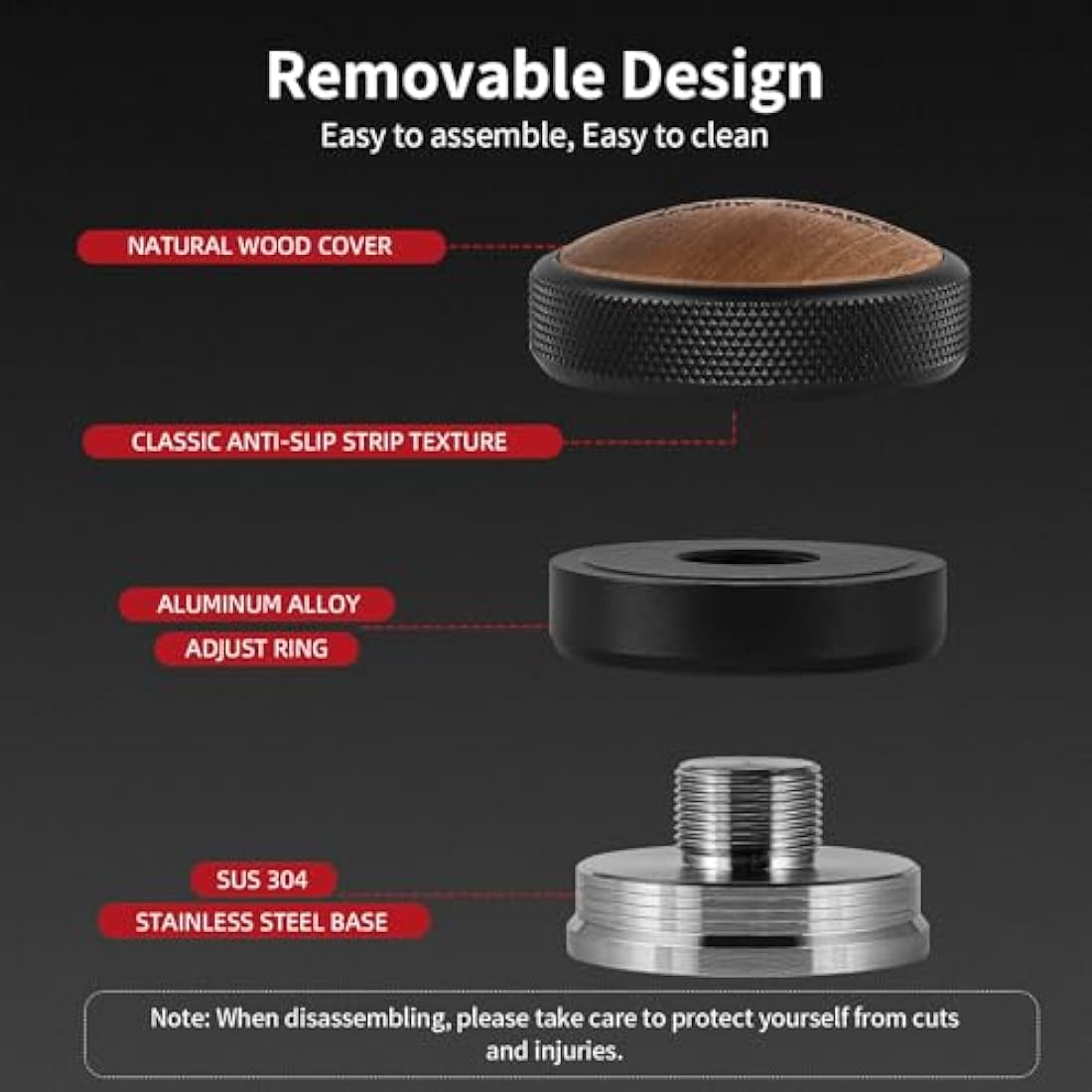 MHW-3BOMBER 58mm Coffee Distributor, Espresso Distribution Tool Adjustable Height, Espresso Leveler Stainless Steel Wedge Base Fit for 58mm Portafilter, Coffee Accessories for Home Barista，T5270L4-OS