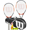 Wilson Matchpoint Tennis Racket Twin Set With Wilson Advantage Racket Bag and 3 Championship Tennis Balls