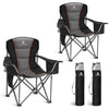 LET'S CAMP Folding Camping Chair Oversized Heavy Duty Padded Outdoor Chair with Cup Holder Storage and Cooler Bag, 450 LBS Weight Capacity, Thicken 600D Oxford Stoff, Set of 2