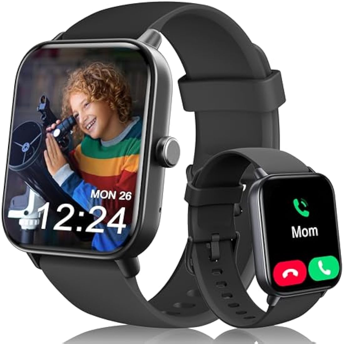 KALINCO Kids Smart Watch for Boys Girls Teens, IP68 Waterproof Swimming Smartwatch, 1.8'' Fitness Activity Tracker with 100 Sports, Make/Answer Call, Heart Rate/Sleep Monitor, Valentines Gift for Kids