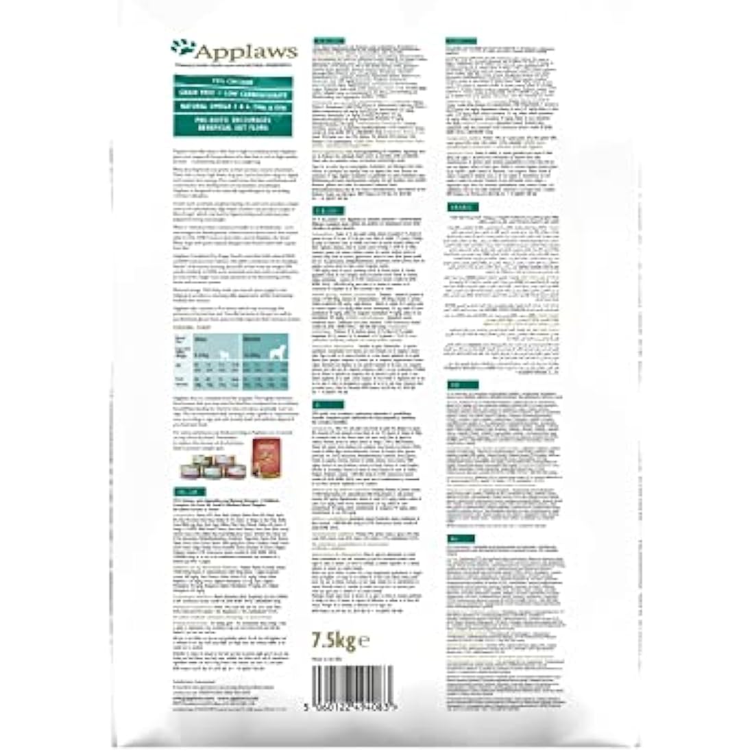 Applaws High Protein Complete and Grain Free Dry Puppy Food 7.5 kg for All Dog Breeds, Chicken (Pack of 1)