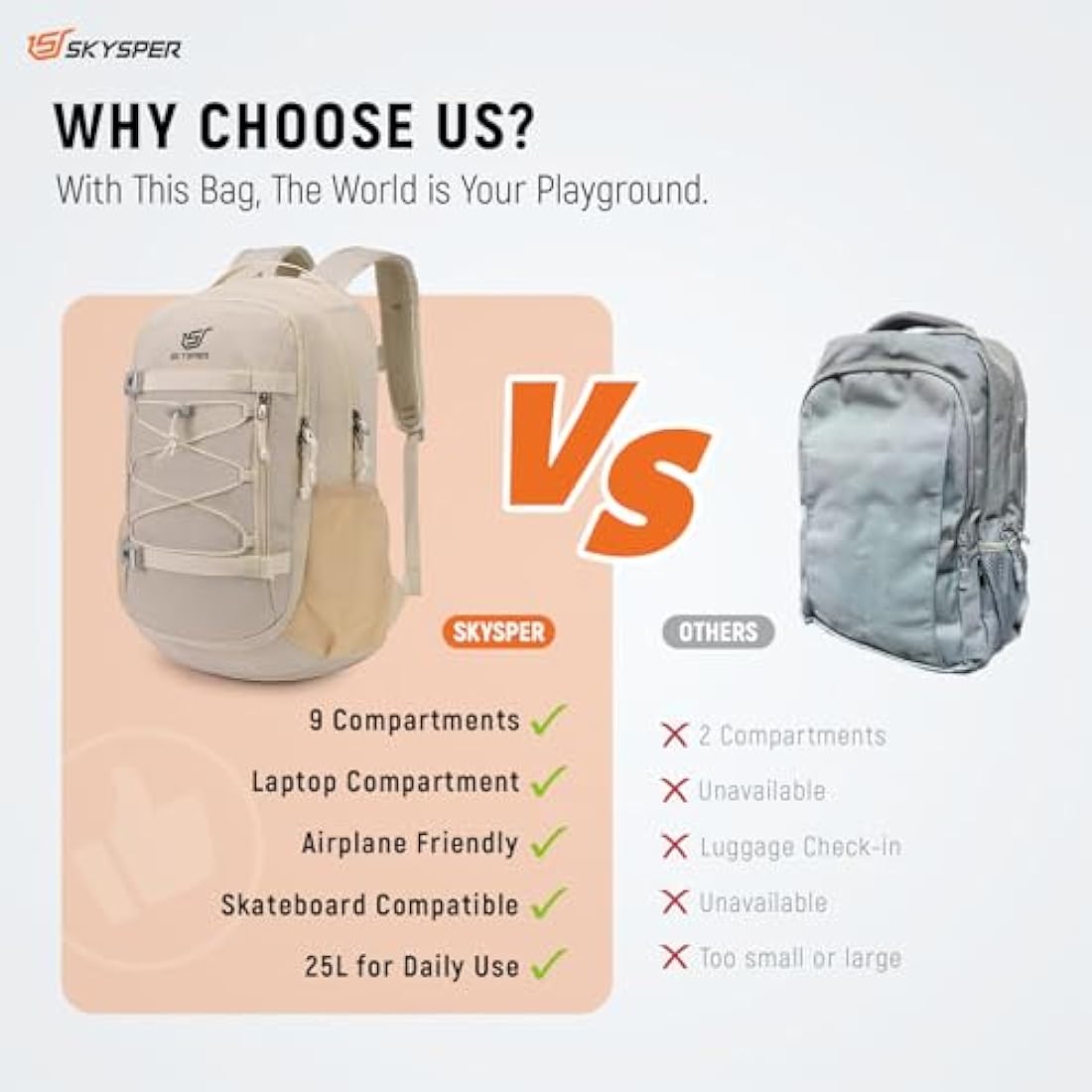 SKYSPER 25L Rucksack Hiking Backpack - Lightweight Travel Daypack for Women Men