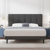 Yocreat Super King Bed Frame, Dark Grey, Upholstered Wooden Slat Bed Frame with Headboard, Easy Assembly, Underbed Storage, No Box Spring Needed 180×200
