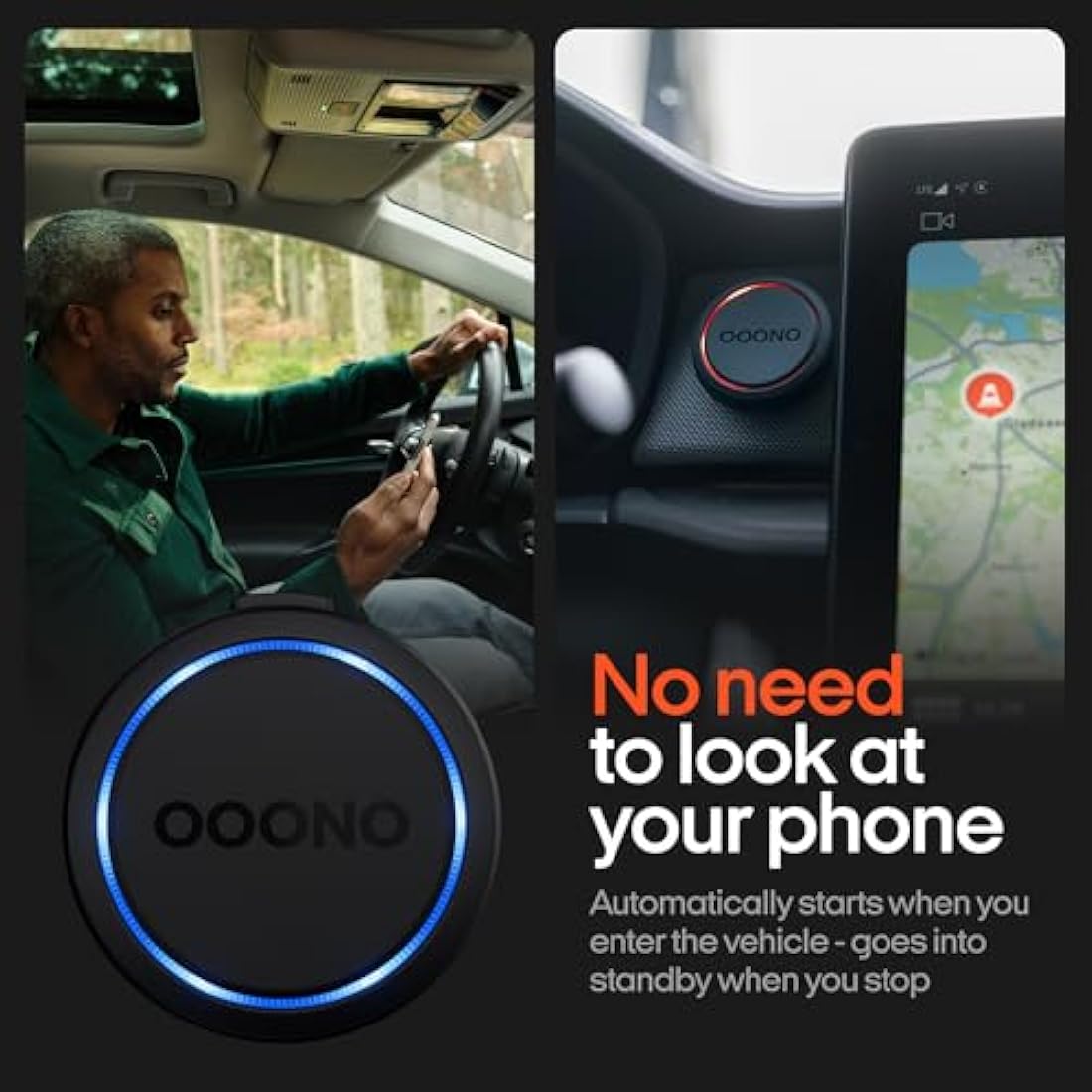 OOONO CO-DRIVER NO2 [NEW MODEL 2024] - Next Gen. Traffic Safety Alarm - Warns of Speed Cameras and Road Hazards - Rechargeable - LED Indicator - CarPlay & Android Auto Compatible