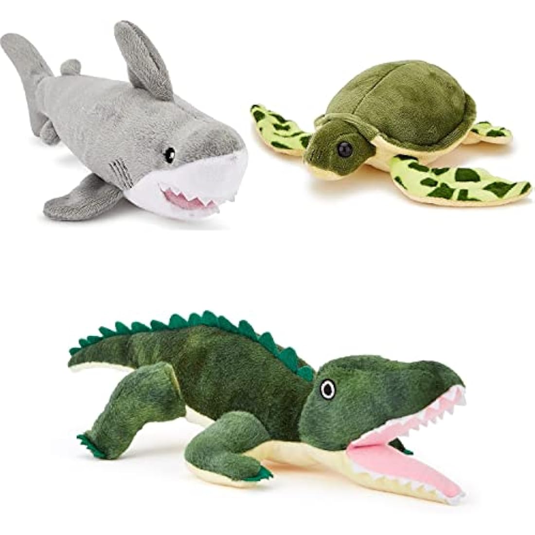 Zappi Co x3 Triple Pack of Childrens Playful Soft Cuddly Plush Toy realistic life like (12-15CM/5-6 Inches) (Crocodile + Turtle + Shark)