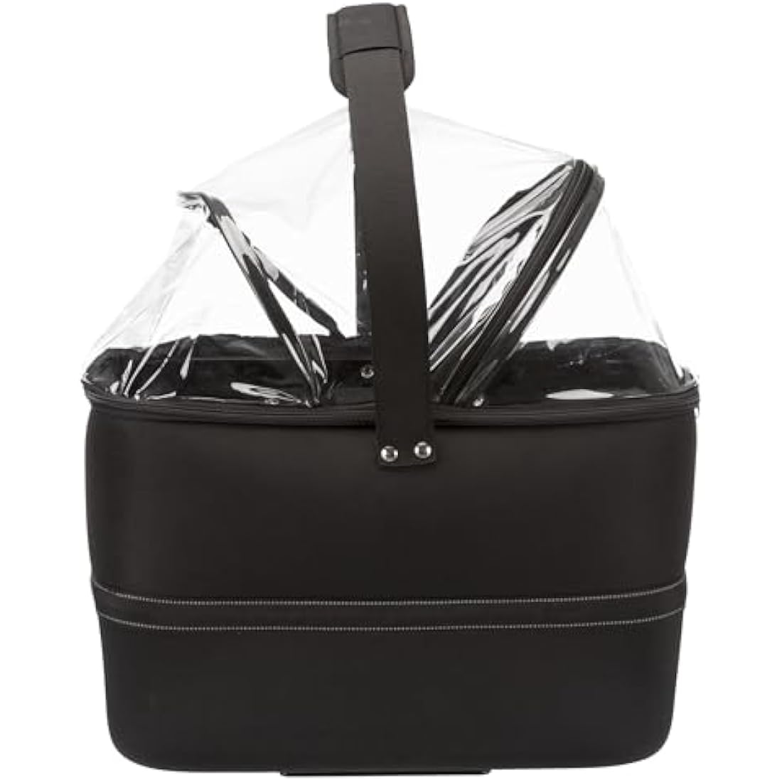 TRIXIE dog bike basket for front up to 13.2 lbs – 16.1 × 18.5 × 11.4 inches – dog bicycle basket for handlebars – includes rain cover and mesh top, 13108