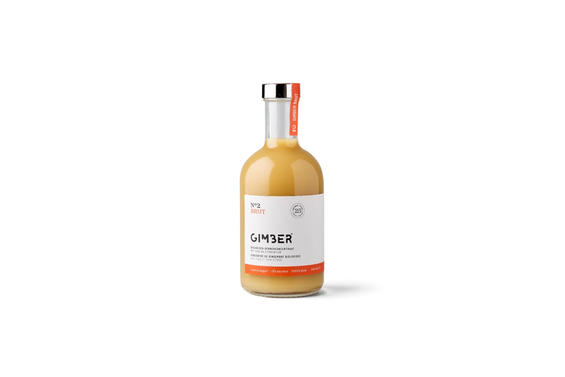 Gimber No.2 Brut Organic Ginger Concentrate 500ml | Less Sugar | Alcohol-Free | Made from Ginger, Yuzu Fruit & Lemon Thyme