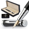 Wordsworth & Black Fountain Pen Set, Bent Nib, Includes 24 Pack Ink Cartridges, Ink Refill Converter & Gift Box, Chrome Finish, Calligraphy, [Black Chrome], Perfect for Men & Women