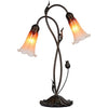 Bieye L30698 Lily Flower Blown Glass Accent Table Lamp for Living Room Bedroom Decoration (2-Light, Orange)