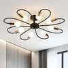 Qcyuui 8-Light Semi Flush Ceiling Light, Modern Sputnik Chandeliers Mid-Century Metal Pendant Lighting, Industrial Vintage Ceiling Lamp Fixture for Kitchen Dining Living Room Bedroom(Black&Gold)