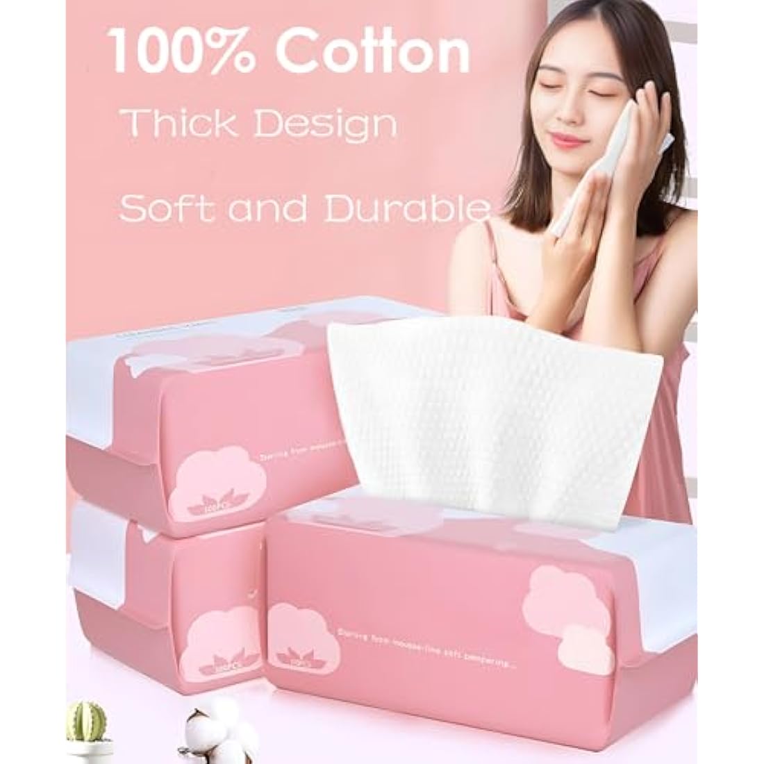 Cayxenful Disposable Face Towel Face Cloths for Washing Soft Cotton Dry Wipes Facial Cloths Towelettes for Washing and Drying, 600 Count Facial Tissue for Cleansing, Skincare and Makeup Remover