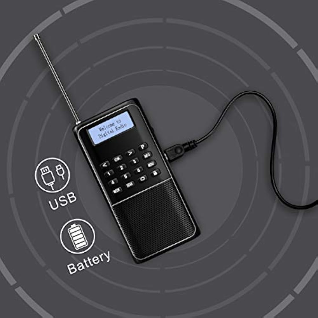 RD23 Portable Digital DAB DAB+ FM Radio with Built-in Bluetooth MP3, Battery Powered