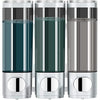 modunful Shampoo and Conditioner Dispenser, Shower Dispenser 3 Chamber No Drill Shampoo Dispenser for Shower Wall Mounted Conditioner Body Wash Liquid Soap for Bathroom,Large Capacity,Silver