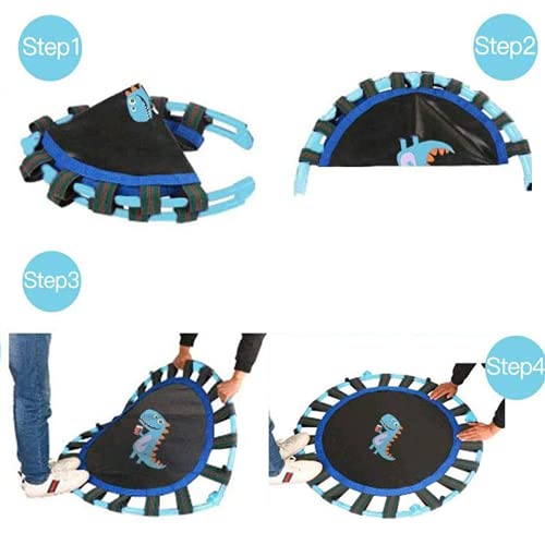 Kids Trampoline with Foldable Bungee Rebounder Adjustable Handrail and Safety Padded Cover Mini Trampoline for Indoor and Outdoor use (Light blue)