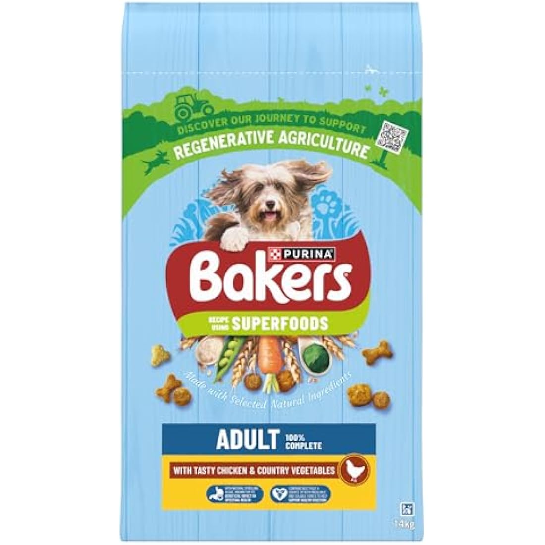 Bakers Adult Dry Dog Food Chicken and Veg 14 kg, Packaging May Vary