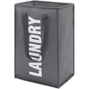 Maxsilan 50L Laundry Basket with Extended Handle, Collapisable Laundry Bag, Foldable Laundry Hamper, Folding Washing Storage Bin, Dark Grey