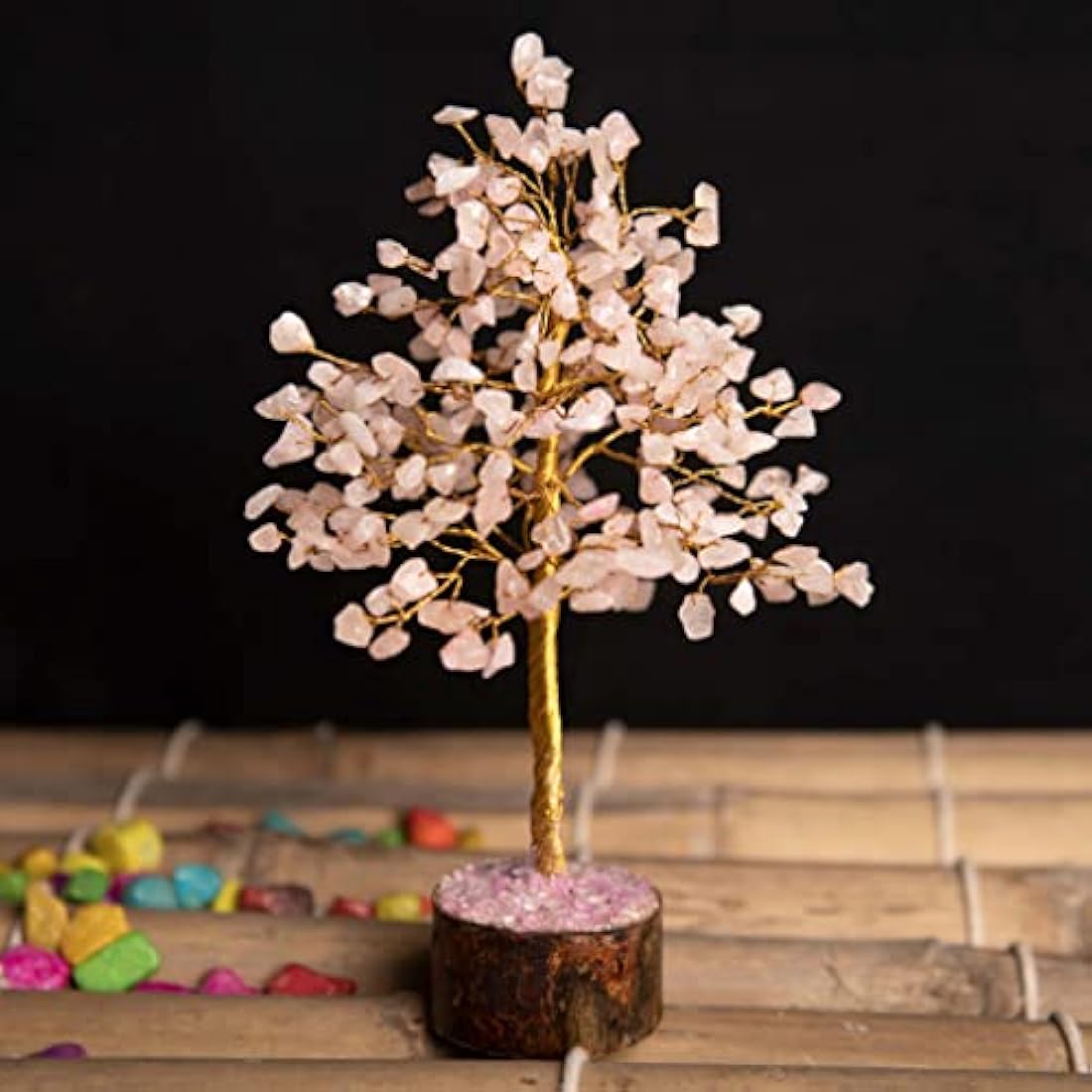 Wonder Care Crystal Tree for Home Decorations Crystals and Healing Stones Witchy Room Crystal Decor Tree Crystal Gifts Gem Tree Christmas Tree Stands for Real Tree (300 Beads Rose Quartz Tree)