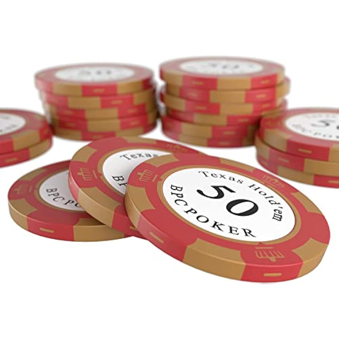 Bullets Poker Set, 2 Plastic Card, Dice, Dealer Button, Manual & Travel Case – with Case for Texas Hold’em, Casino Games, & Prominence – Ideal Poker Set with Chips and Cards, 500 Clay 'Carmela' Chips.