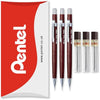 Pentel P200 Series Automatic Mechanical Pencils - HB Lead - 3 x Pencils + 3 Tubes of Refill Leads - In Pillow Packaging (P203 (0.3mm))