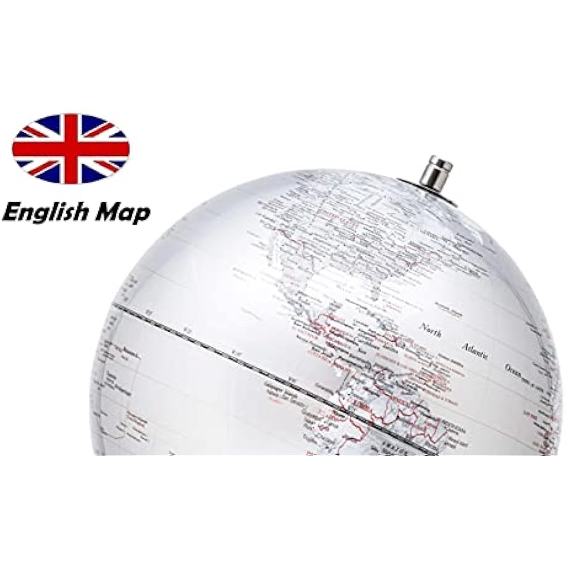 EXERZ 30CM World Globe - Stainless Steel Ring Standing, Perfect for Gifting - Metallic Silver