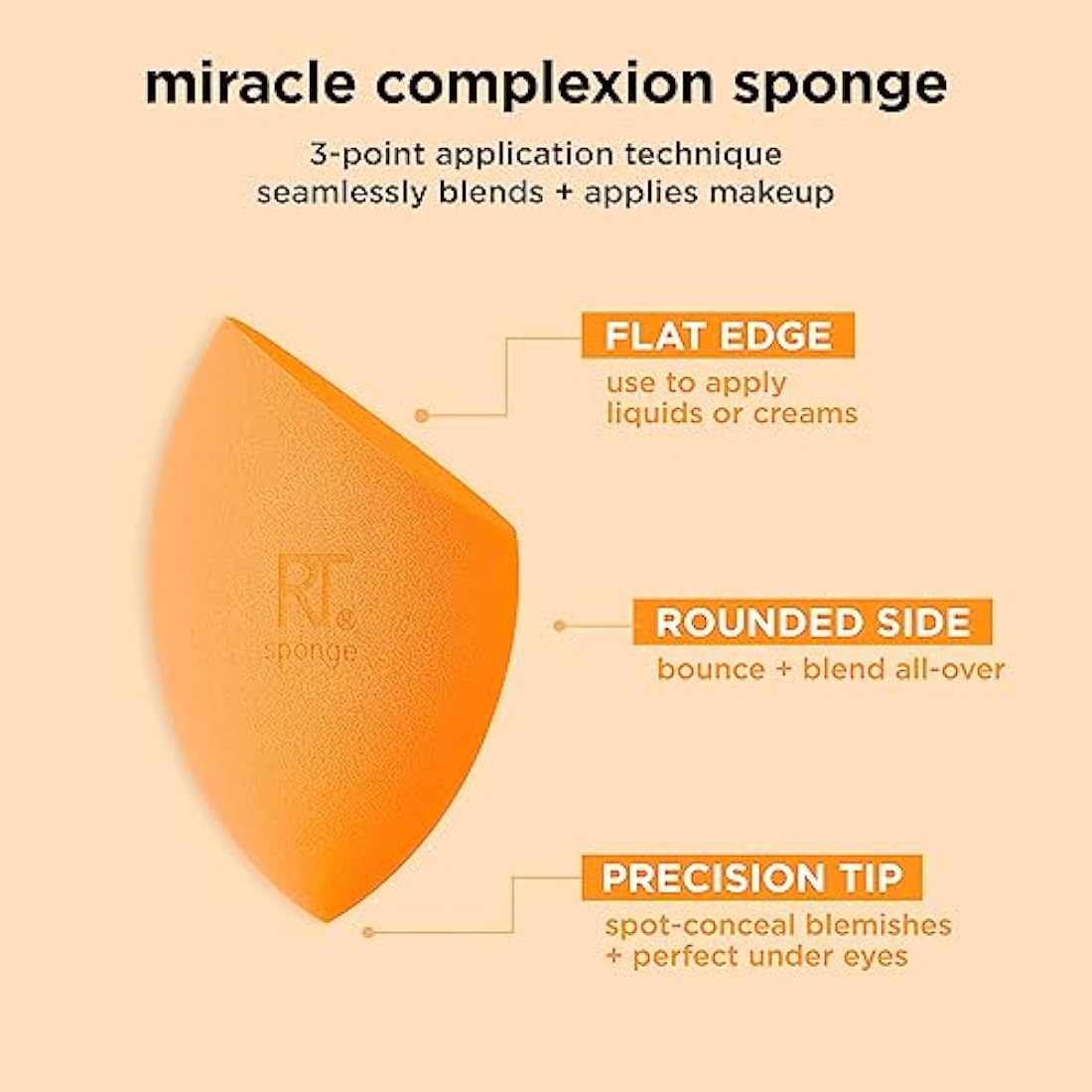 Real Techniques Miracle Complexion Sponge + Concealer Sponge Duo, Makeup Blending Sponges For Foundation & Concealer, Offers Light To Medium Coverage, Natural, Dewy Makeup, Latex-Free Foam 2 Count