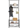 Innotic Coat Rack,Shoe Rack With Coat Hanger 16 Hooks Free Standing Coat Stands For Hallway, Entrance, Matte Steel Coat Rack Stand, Black