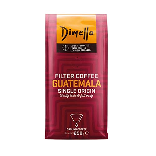 Dimello Guatemala (250g) ? Strong Arabica Ground Filter Coffee, Fruity Taste & Full Body ? Single Origin, Dark Roast, Guatemala (Guatemala, 250gr)