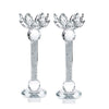 London Boutique Tea light Dinner Candle Holder Set 2 Crystal Lotus Flower Top Decorative Gift Present with swarovski crystal elements Gift Box