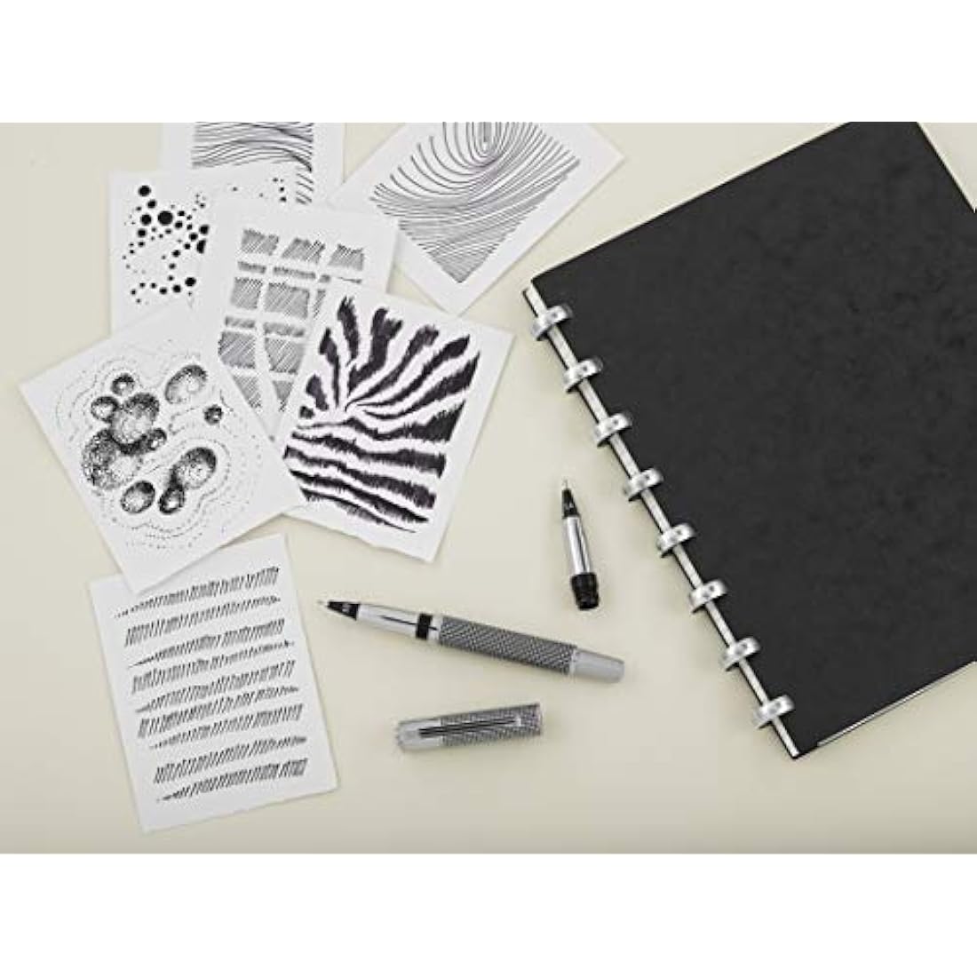 Yookers Metis Refillable Fibre Pen in Satin Chrome Black Grid 1.0mm Tip