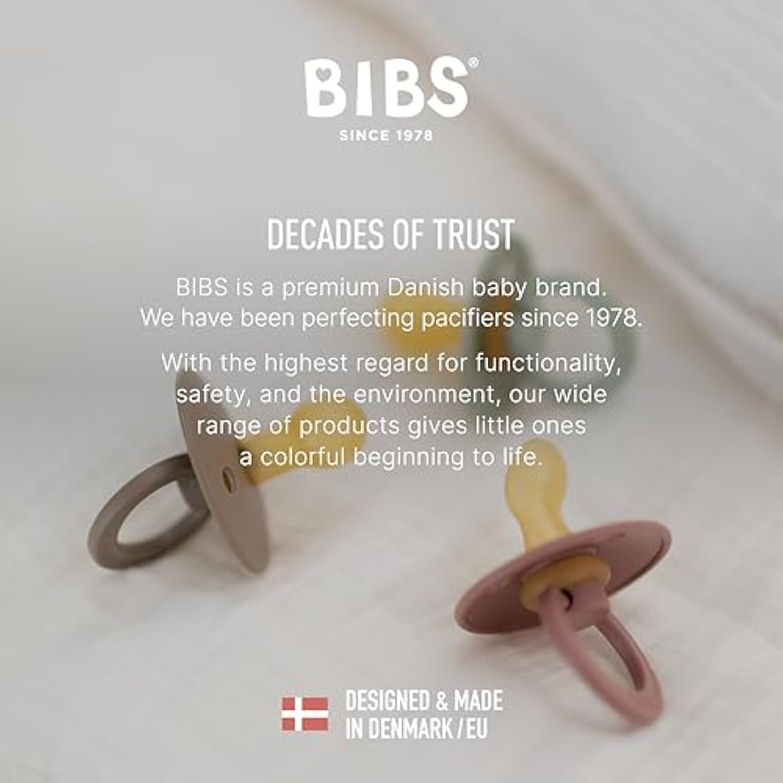 BIBS Colour Soother 2-Pack, BPA Free Dummy Pacifier, Round Nipple. Natural Rubber Latex, Size 2 (6-18 Months), Vanilla/Vanilla